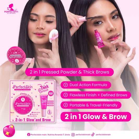 Perfect Skin 2-in-1 Glow and Brow ( Pressed Powder and Tinted Brow Gel)