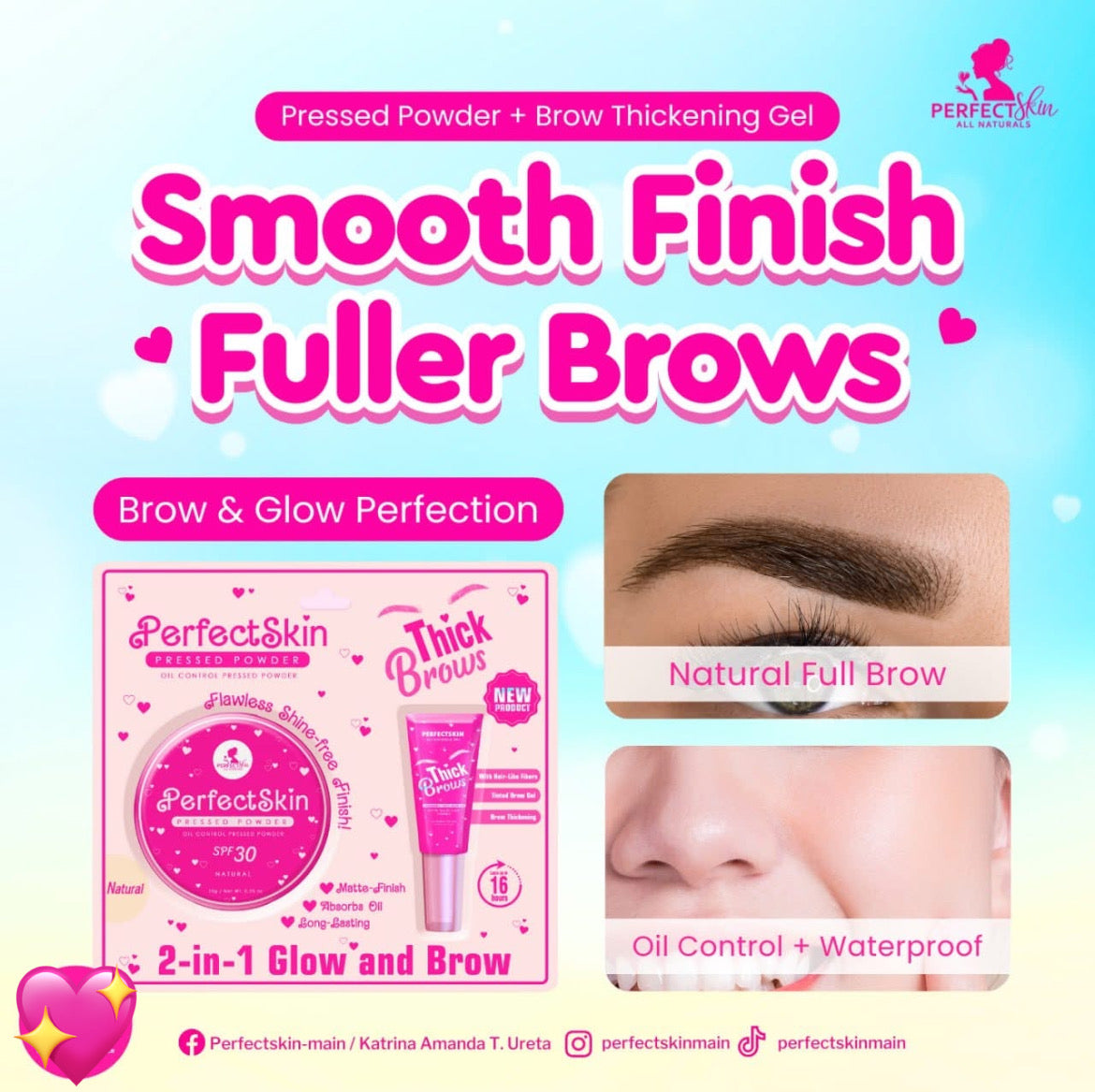 PerfectSkin 2-in-1 Glow and Brow ( Pressed Powder and Tinted Brow Gel)