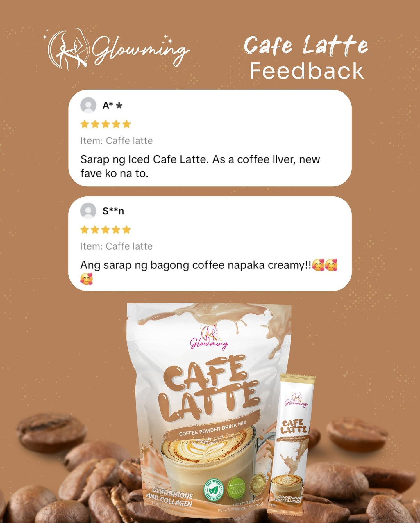 Glowming Caffe Latte Coffee Powder Drink Mix