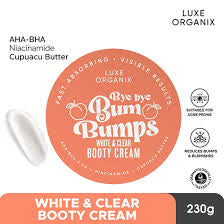 Bye Bye Bum Bumps White and Clear Booty Cream by Luxe Organix 230g