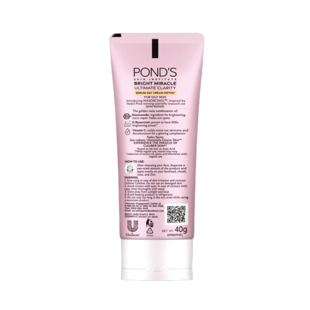 Pond’s Bright Miracle Ultimate Clarity Serum DETOX Day Cream 40g (For Oily Skin)