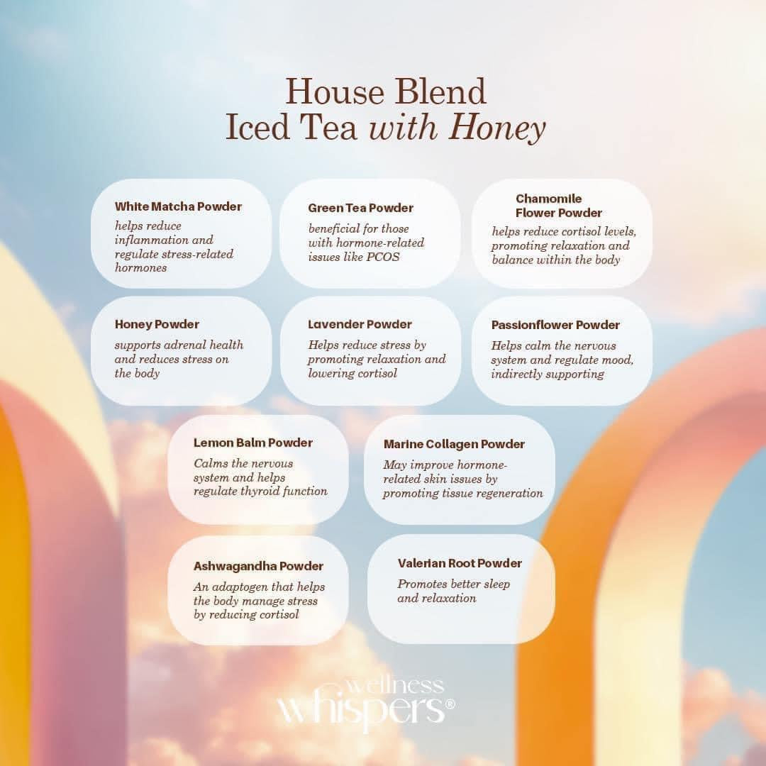 Wellness Whispers Hormonal Imbalance House Blend Iced Tea wuth Honey