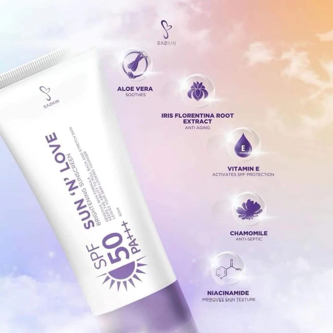 Saskin Sun N Love Brightening Sunscreen SPF50 PA+++ 60ml