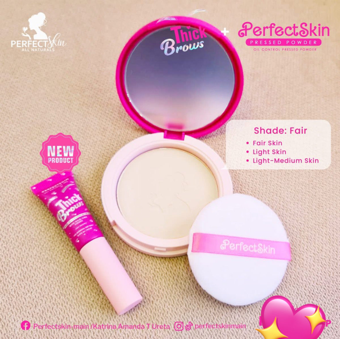 PerfectSkin 2-in-1 Glow and Brow ( Pressed Powder and Tinted Brow Gel)