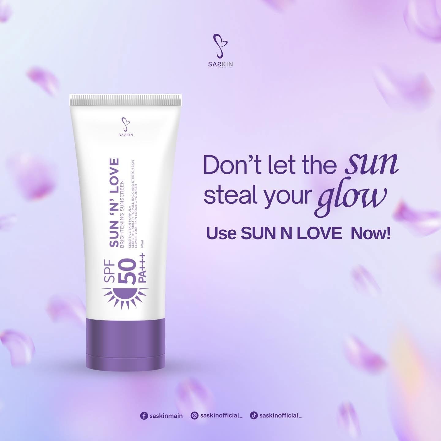 Saskin Sun N Love Brightening Sunscreen SPF50 PA+++ 60ml