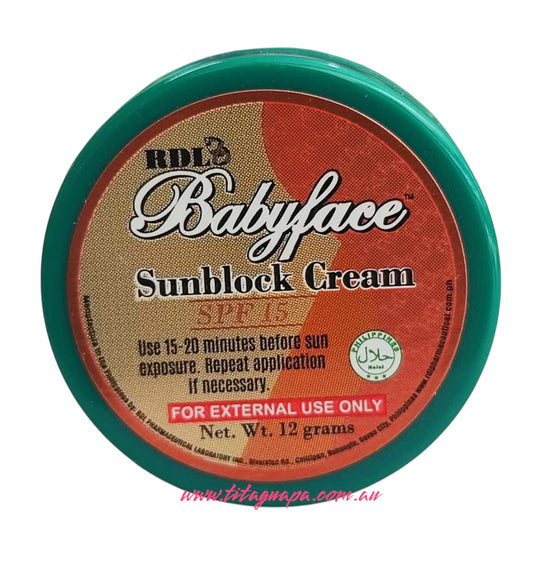 RDL Babyface Sunblock Cream SPF15 Net. Wt. 15g