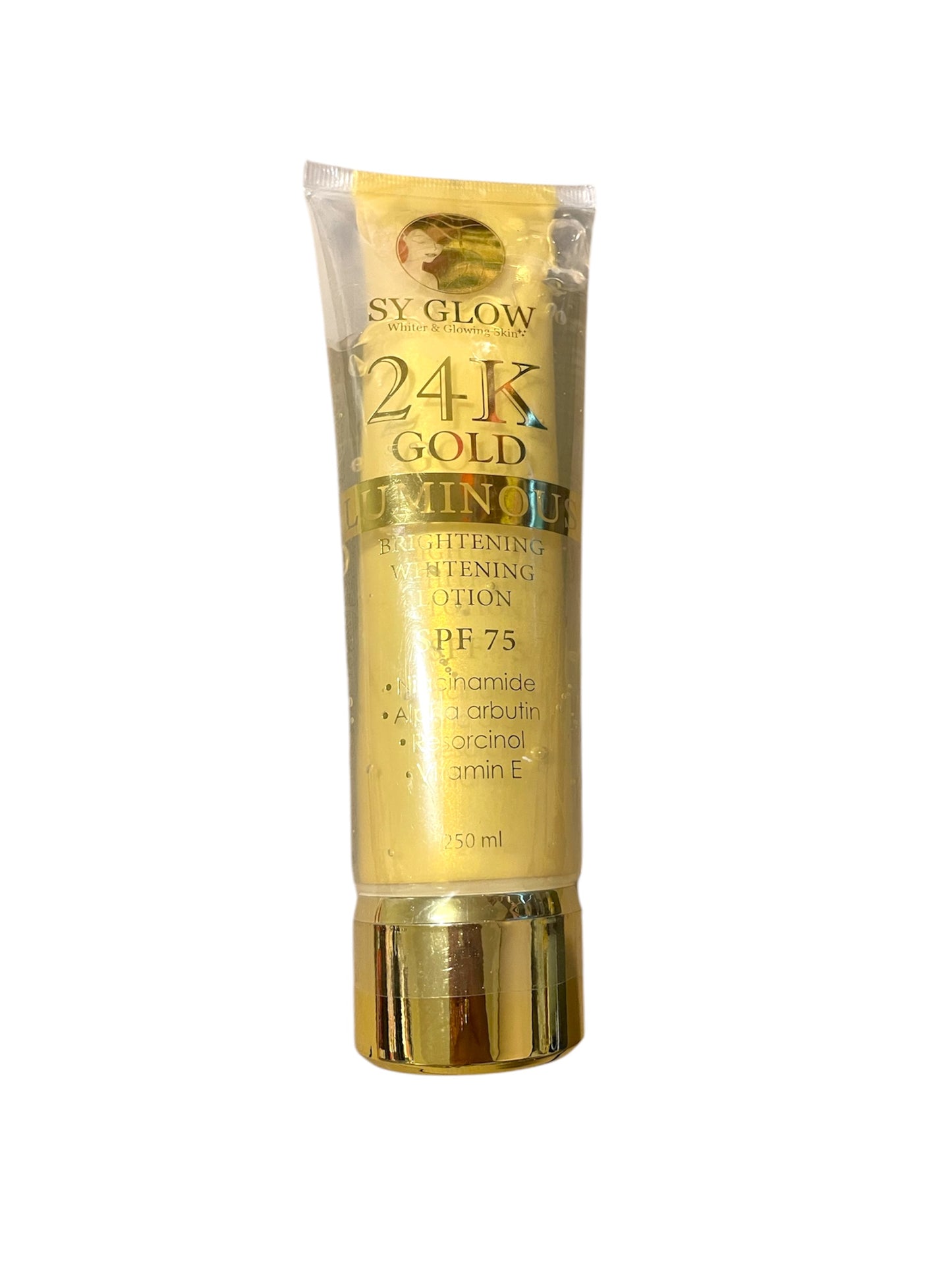 SY Glow 24K Gold Luminous Brightening Whitening Lotion SPF75, 250ml