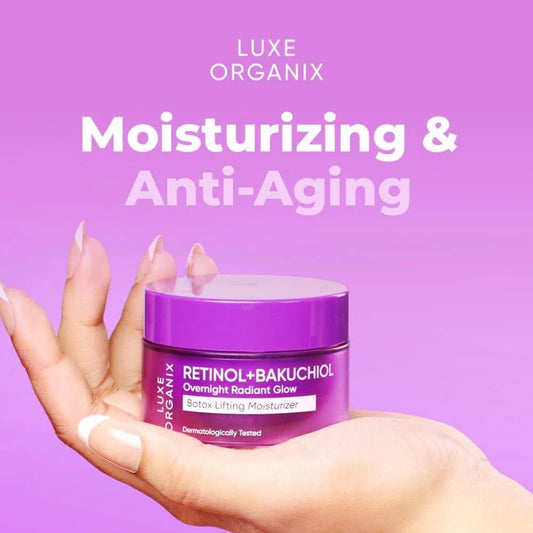 Luxe Organix Retinol + Bakuchiol Overnight Radiant Glow Botox Lifting Moisturizer 50g