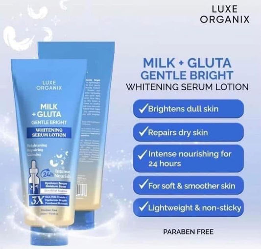 Luxe Organix Milk + Gluta Gentle Bright Whitening Serum Lotion 350ml