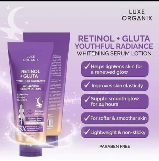 Luxe Organix Retinol + Gluta Youthful Radiance Whitening Serum Lotion 350ml