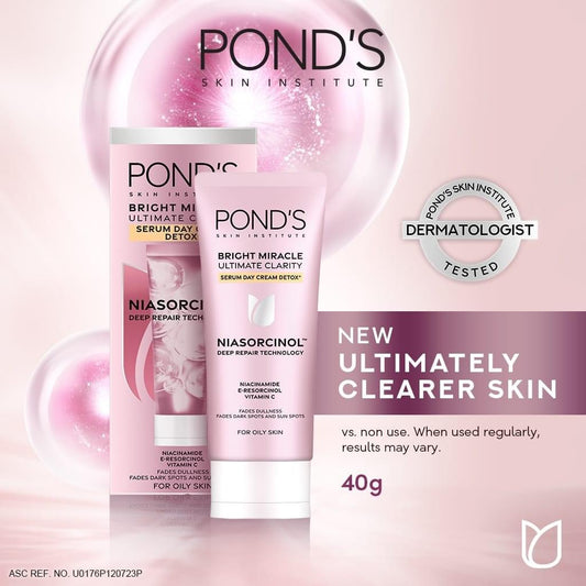 Pond’s Bright Miracle Ultimate Clarity Serum DETOX Day Cream 40g (For Oily Skin)