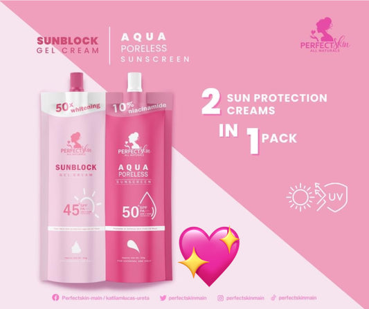 Perfect Skin Sunblock Gel Cream 30g and Aqua Poreless Sunscreen 30g - TWIN PACK!