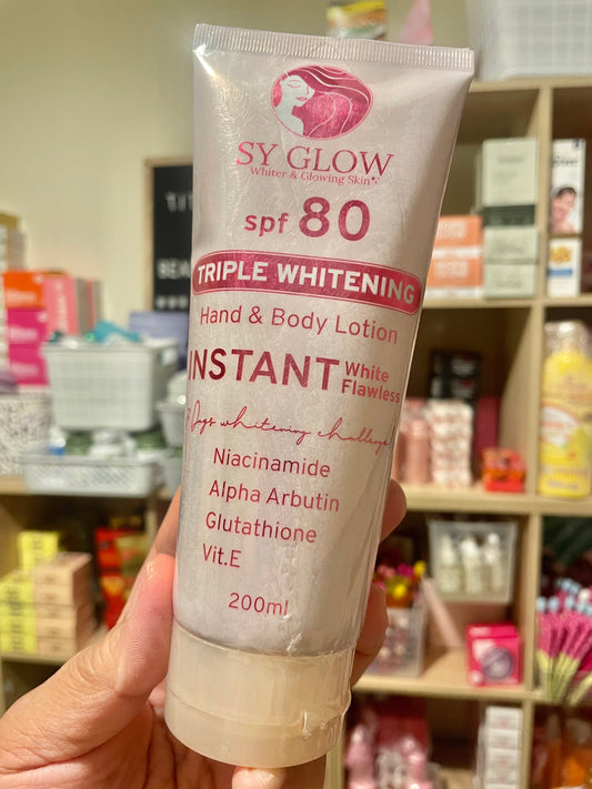 SY Glow Triple Whitening Hand & Body Lotion SPF80 Instant White Flawless 200ml