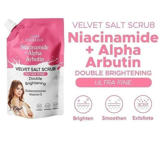 Luxe Organix Niacinamide + Alpha Arbutin Velvet Salt Scrub 300g