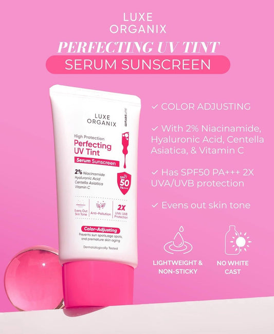 Luxe Organix Perfecting UV Tint Serum Sunscreen SPF50 PA+++ 40g