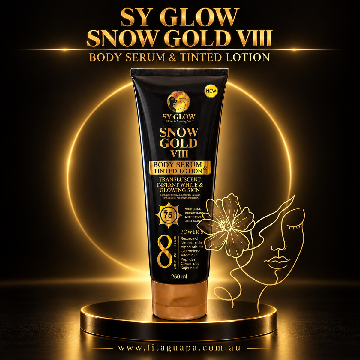 SY GLOW Snow Gold VIII Body Serum & Tinted Lotion 250ml