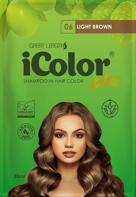 iColor Organic Hair Dye Shampoo - ( Color: 06 LIGHT BROWN) sold as x1 sachet