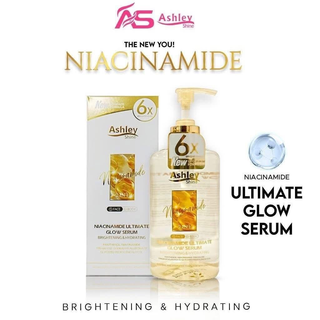 Ashley Shine Niacinamide Pure Serum 2 in 1 Face and Body Whitening and Hydrating 520ml