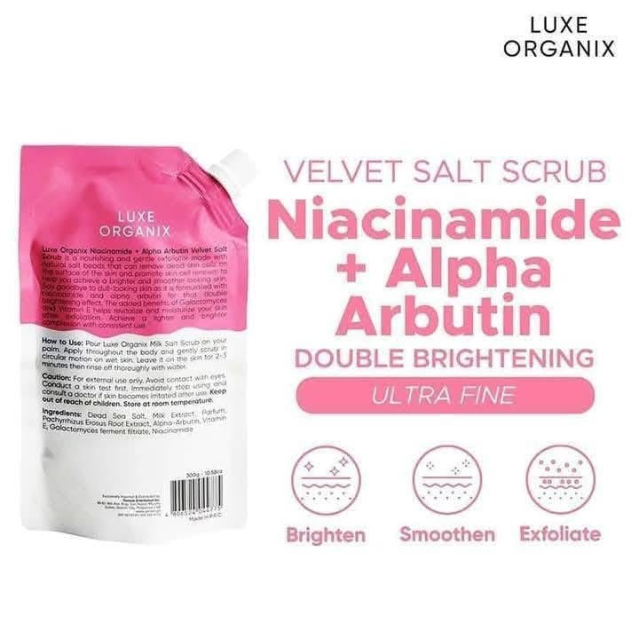 Luxe Organix Niacinamide + Alpha Arbutin Velvet Salt Scrub 300g