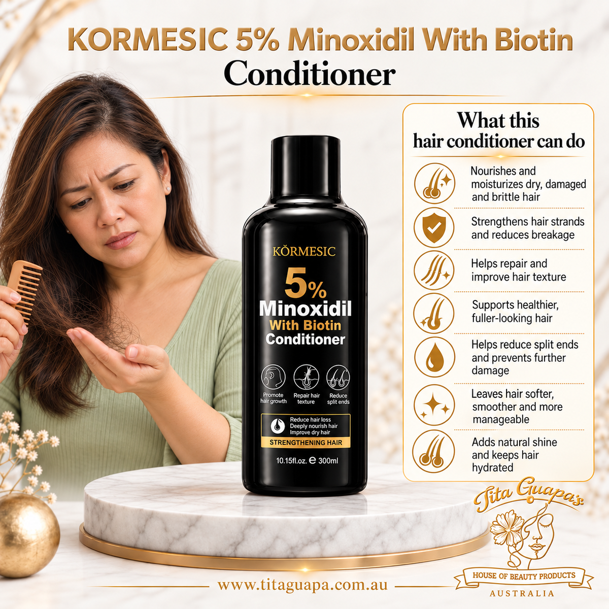 KORMESIC 5% Minoxidil With Biotin Conditioner 300ml