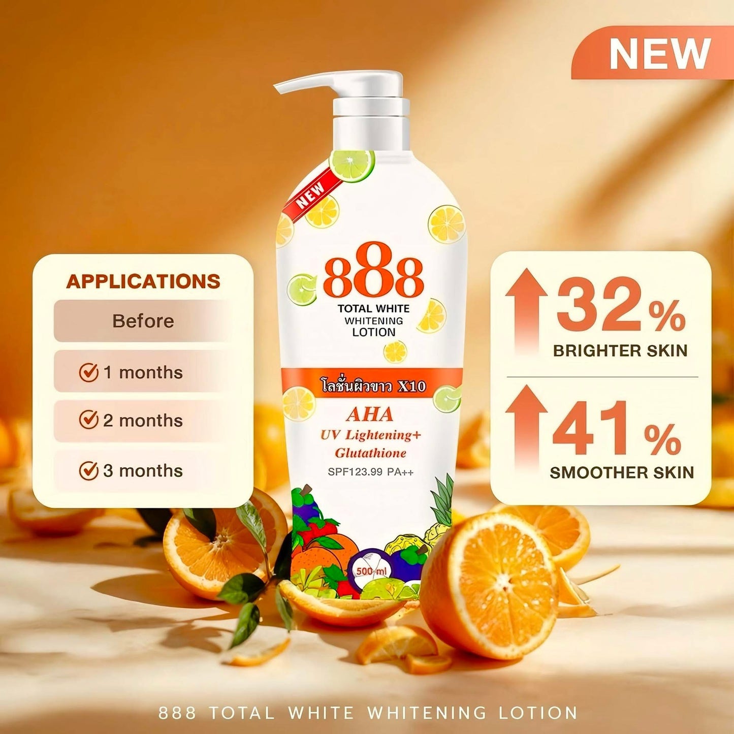 888 Total White Whitening Lotion SPF123.99 PA++ 500ml