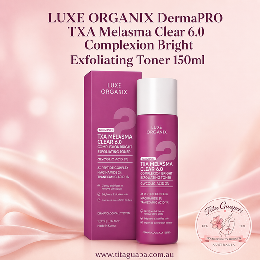 LUXE ORGANIX DermaPRO TXA Melasma Clear 6.0 Complexion Bright Exfoliating Toner 150ml