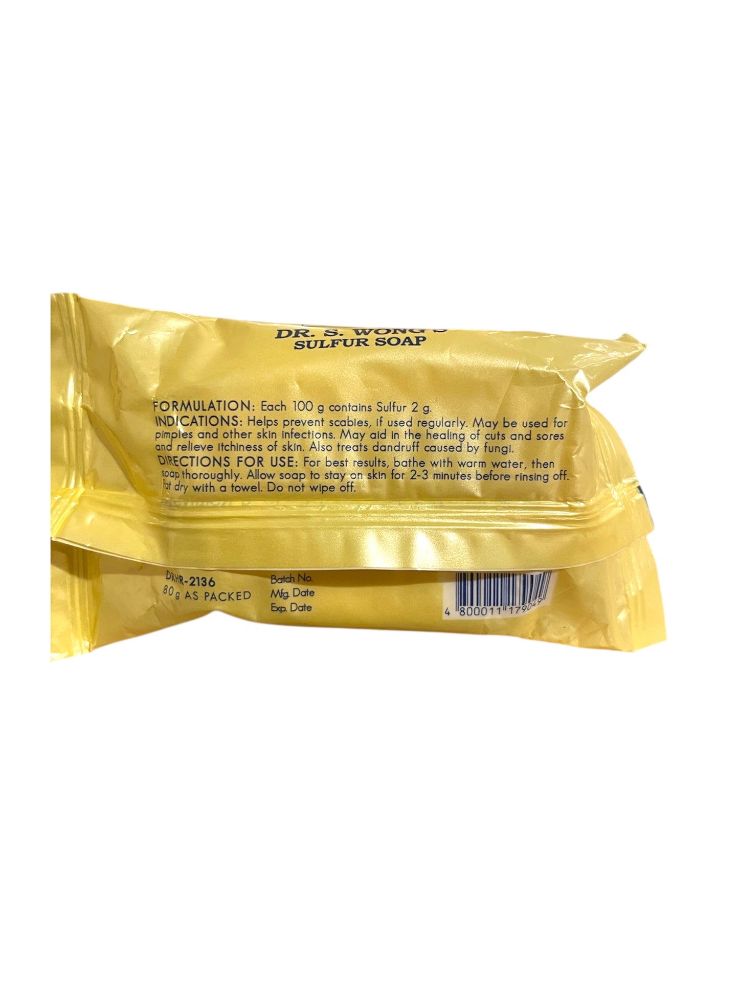 Dr. S. Wong’s Sulfur Soap 80g (Yellow)