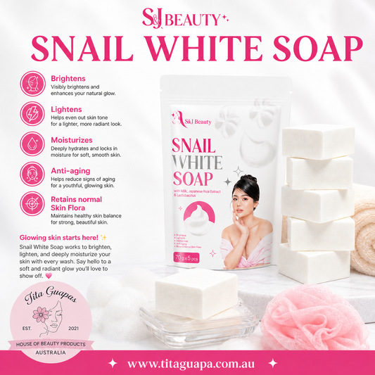 S&J Beauty Snail White Soap 70g x 5 bars
