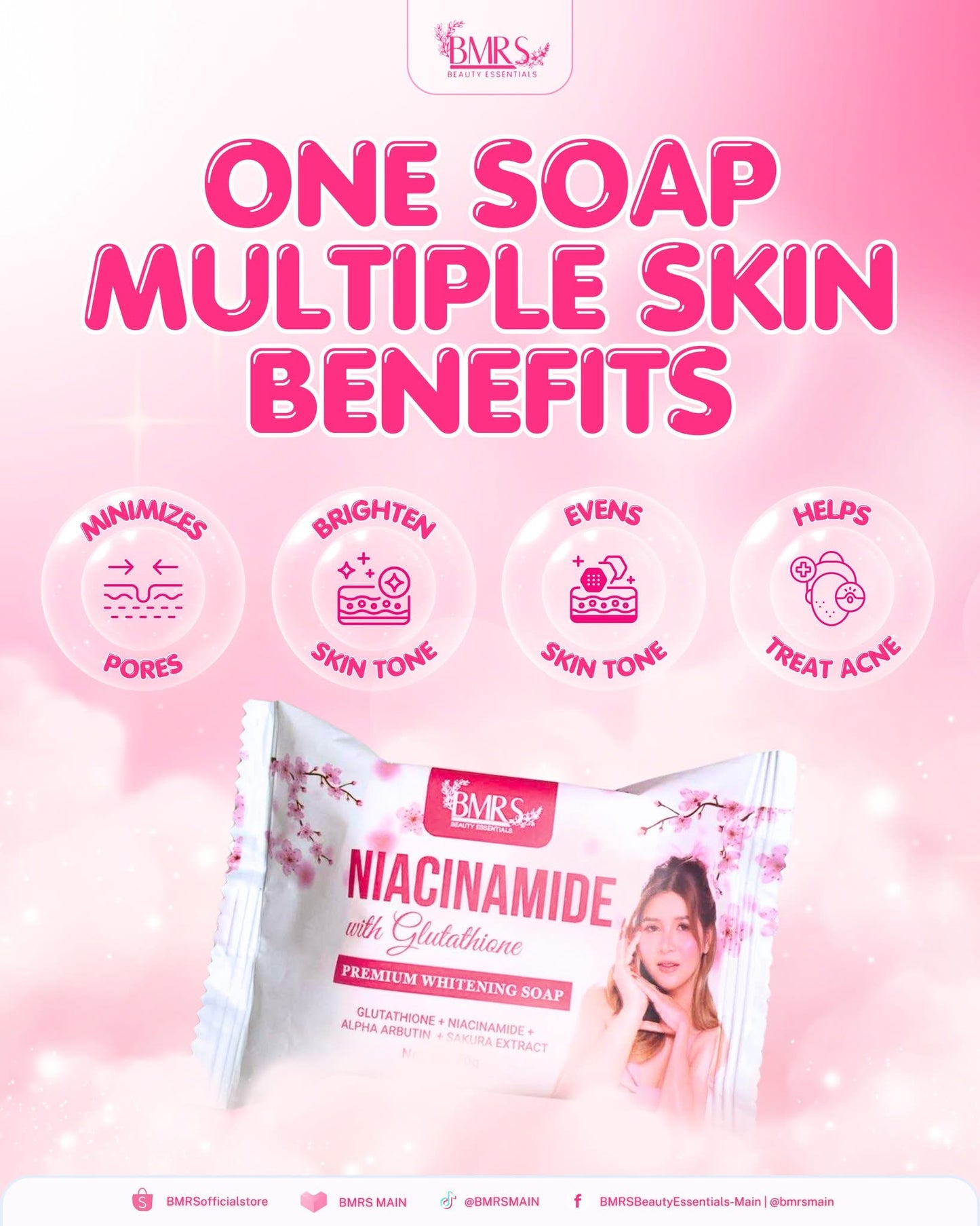 BMRS Niacinamide with Glutathione Premium Whitening Soap – 70g