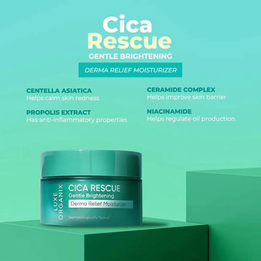 Luxe Organix Cica Rescue Gentle Brightening Derma Relief Moisturizer - 50g