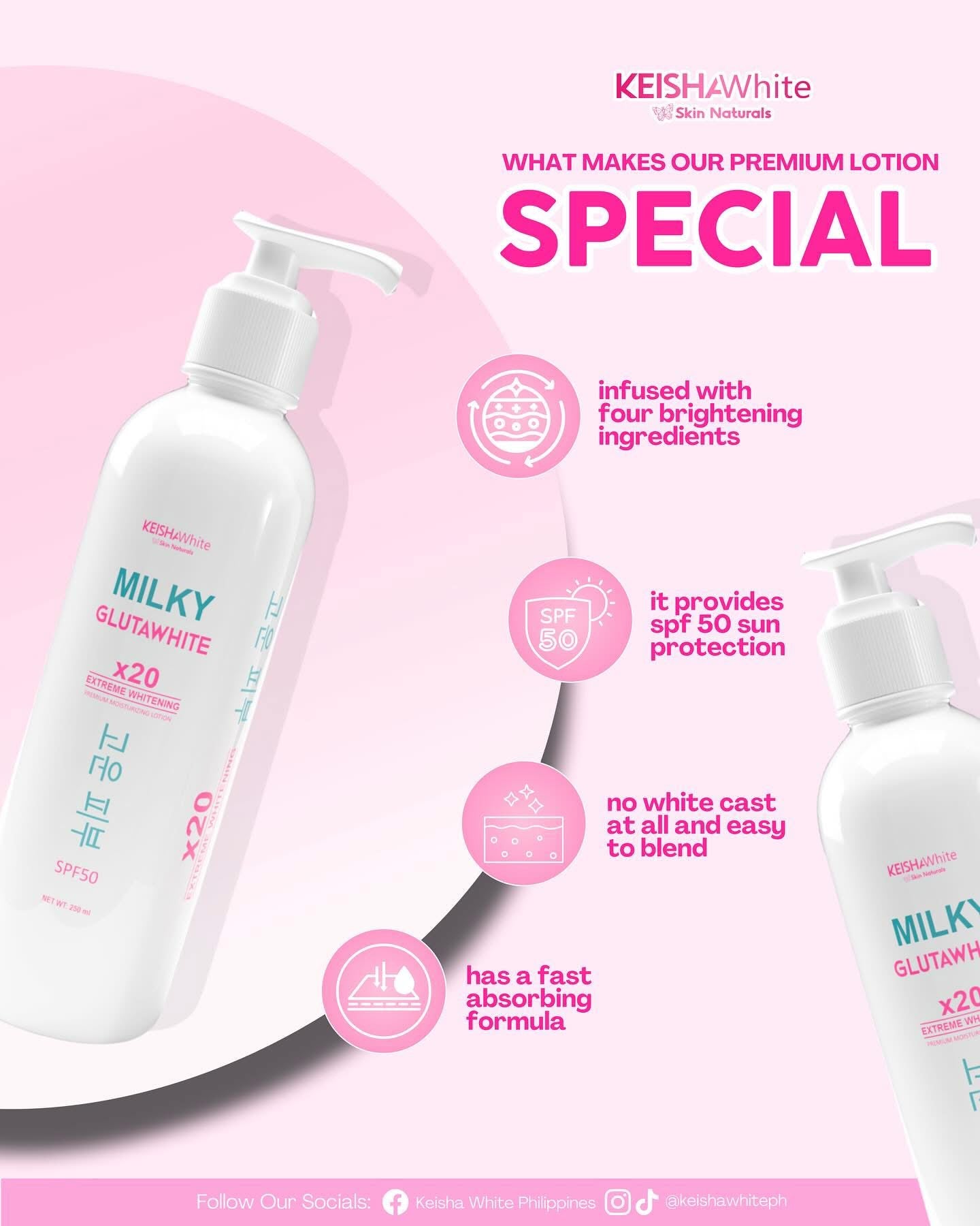 Milky Glutawhite Premium Moisturizing Lotion SPF50 250ml