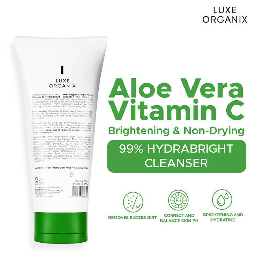 Luxe Organix Aloe Vera Vitamin C 99% Hydrabright Cleanser 120ml