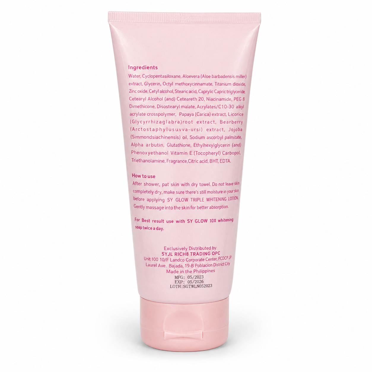 SY Glow SPF 80 Triple Whitening Instant White Flawless Hand & Body Lotion 200ml