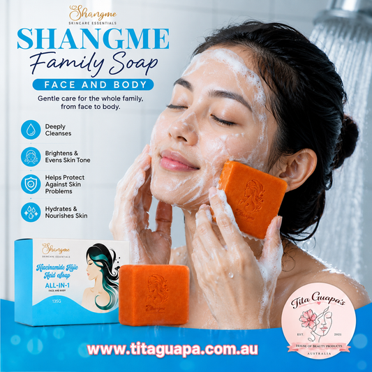 Shangme Skin Niacinamide Kojic Papaya Soap with Glutathione & Collagen
All-in-One Face & Body Cleansing Bar | 135g