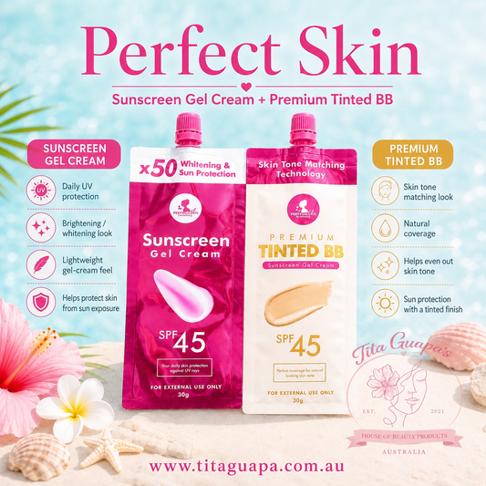 Perfect Skin Sunscreen Gel Cream SPF45 – 60g ( Duo Shades)