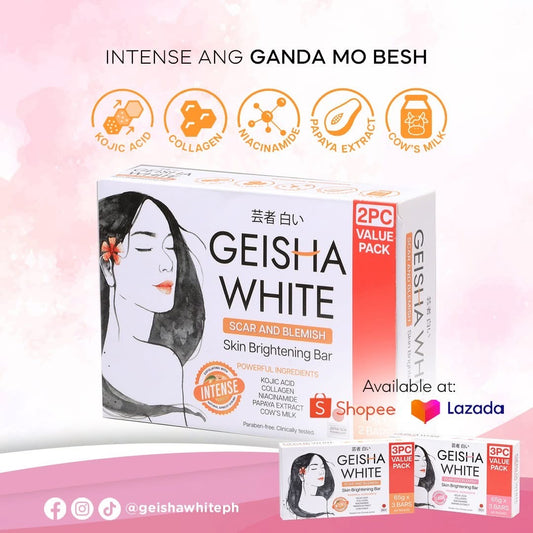 Geisha White Skin Brightening Bar ( INTENSE ) Scar and Blemish 65g x 2 Bars