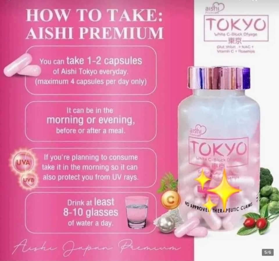 Aishi Tokyo White C-Block Dfyage Glutathione + NAC + Vitamin C + Rosehips 700mg x 60 caps