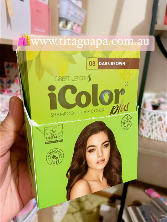 iColor Organic Hair Dye Shampoo - ( Color: 08 DARK BROWN ) sold as x1 sachet