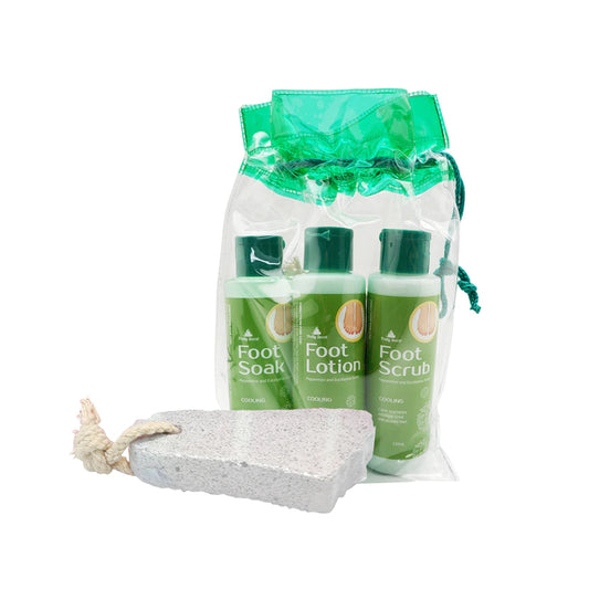 Foot Pack Set by Pretty Secret (Eucalyptus and Peppermint) 4x120 ml plus Pumice
