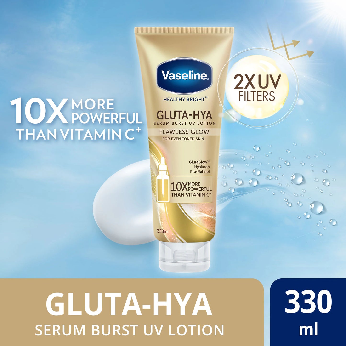 VASELINE Healthy Bright Gluta-Hya Serum Burst UV Lotion Flawless Glow 300ml