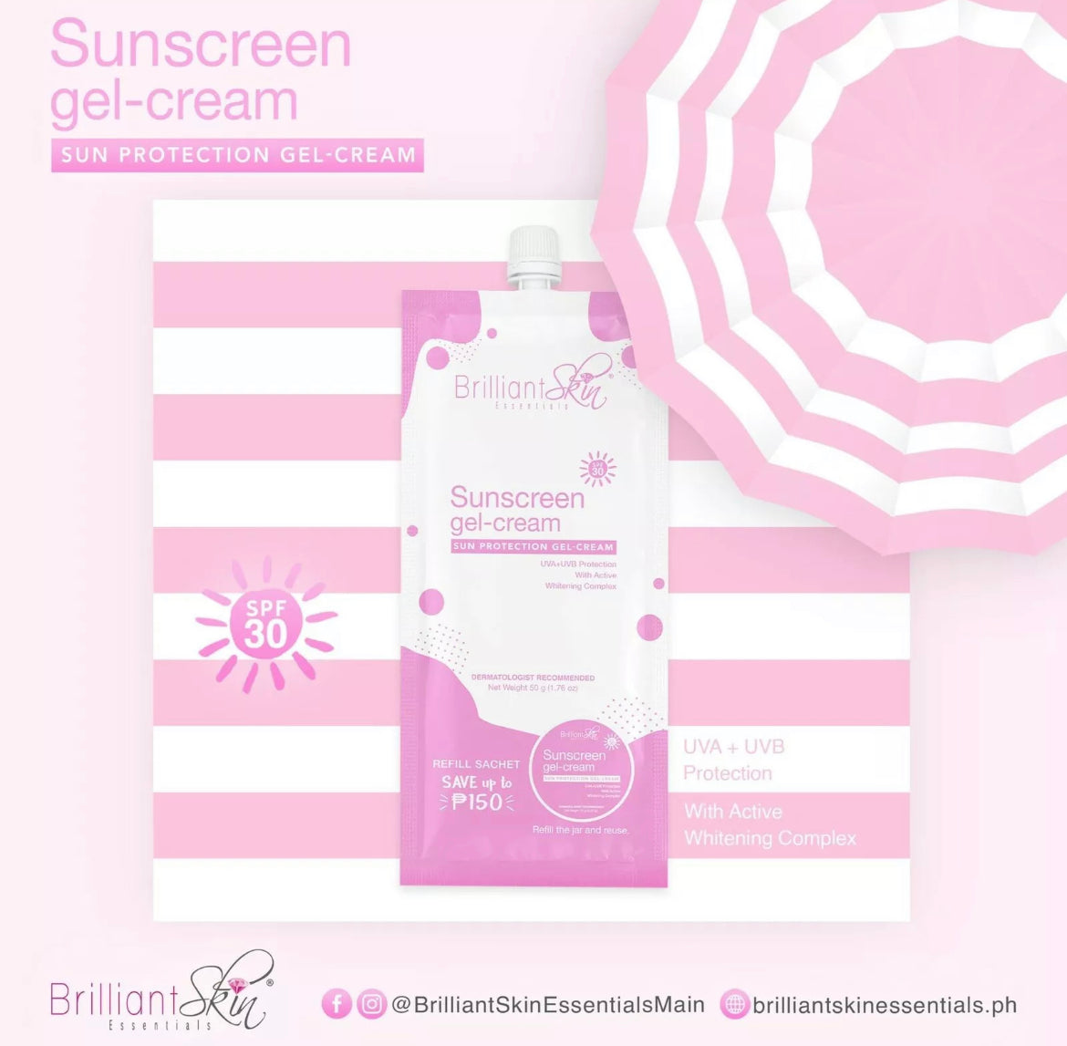 Brilliant Skin Sunscreen Gel Cream Sunblock Sachet 50g