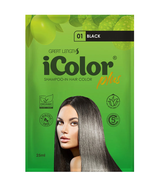 iCOLOR Organic Hair Dye Shampoo 25ml  (Color: 01 Black )