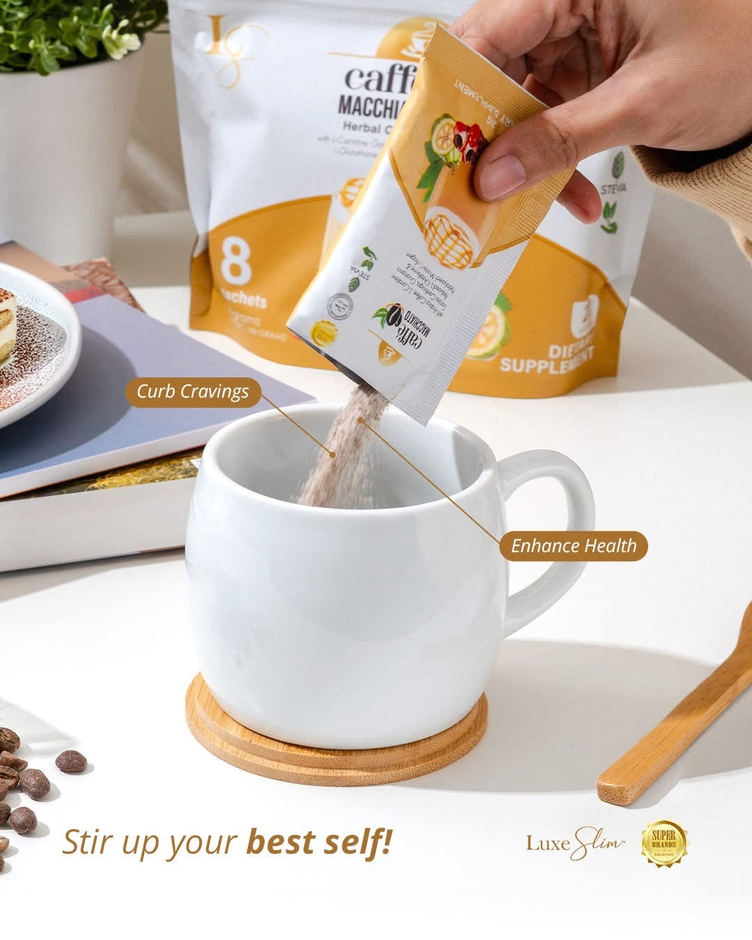 LuxeSlim Caffé Macchiato DECAF 8 sachets
