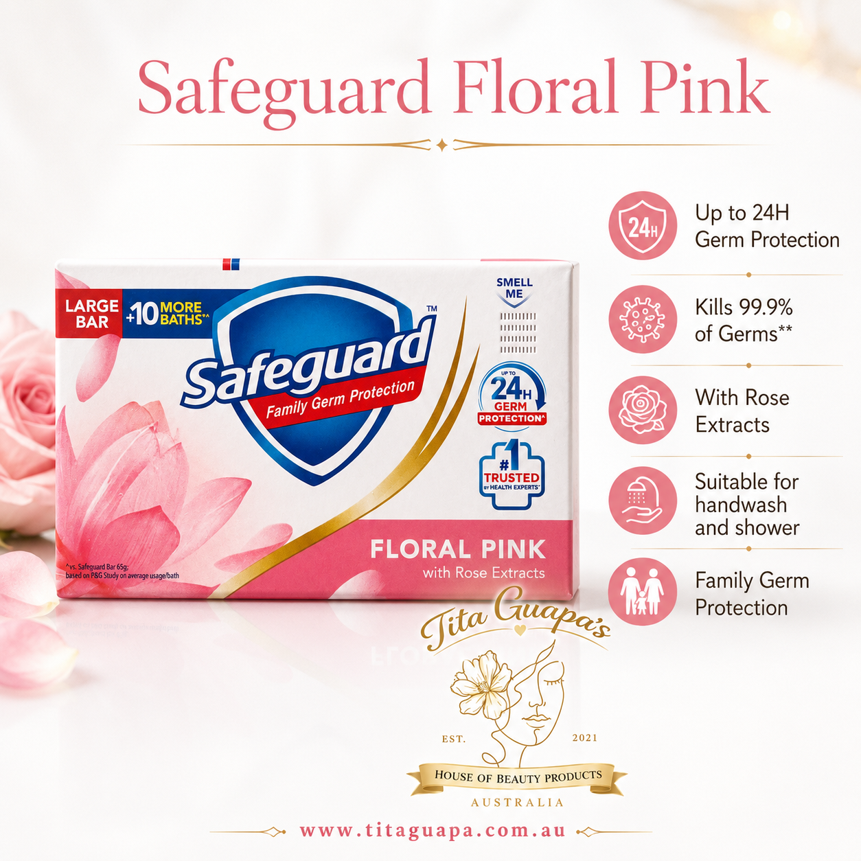 Safeguard Floral Pink with Rose Extracts Bar Soap 115g