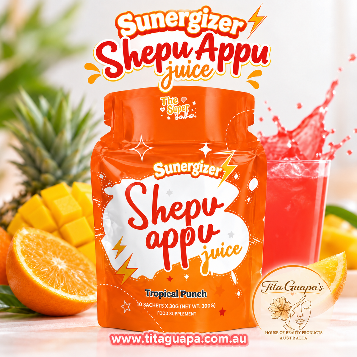 You Glow Babe Sunergizer Shepu Appu Juice – Tropical Punch (15g x 10 Sachets)