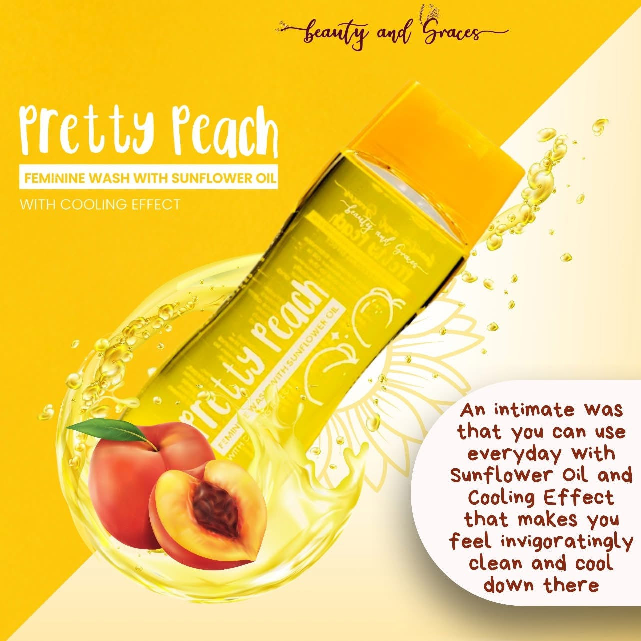 Pretty Peach Feminine Wash With Sunflower Oil 150ml