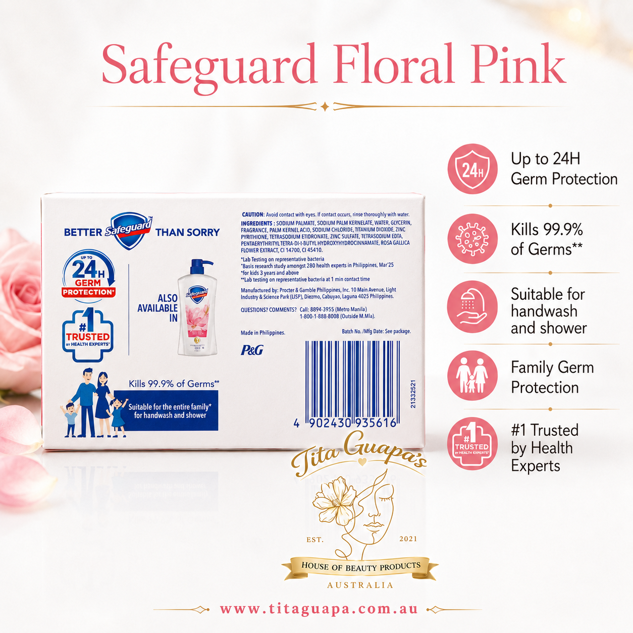Safeguard Floral Pink with Rose Extracts Bar Soap 115g
