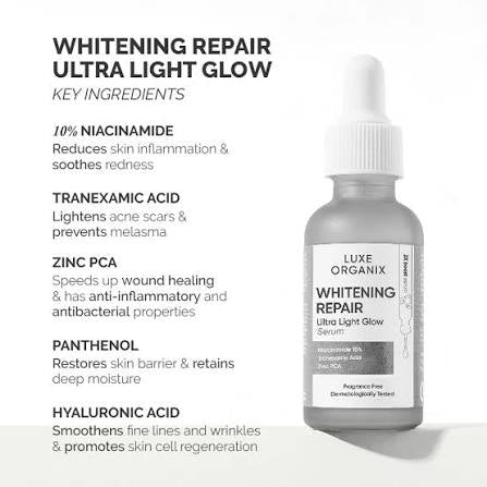 Luxe Organix ClinicalPRO Whitening Repair Ultra Light Glow Serum 30ml