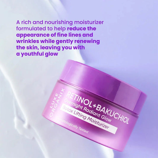 Luxe Organix Retinol + Bakuchiol Overnight Radiant Glow Botox Lifting Moisturizer 50g