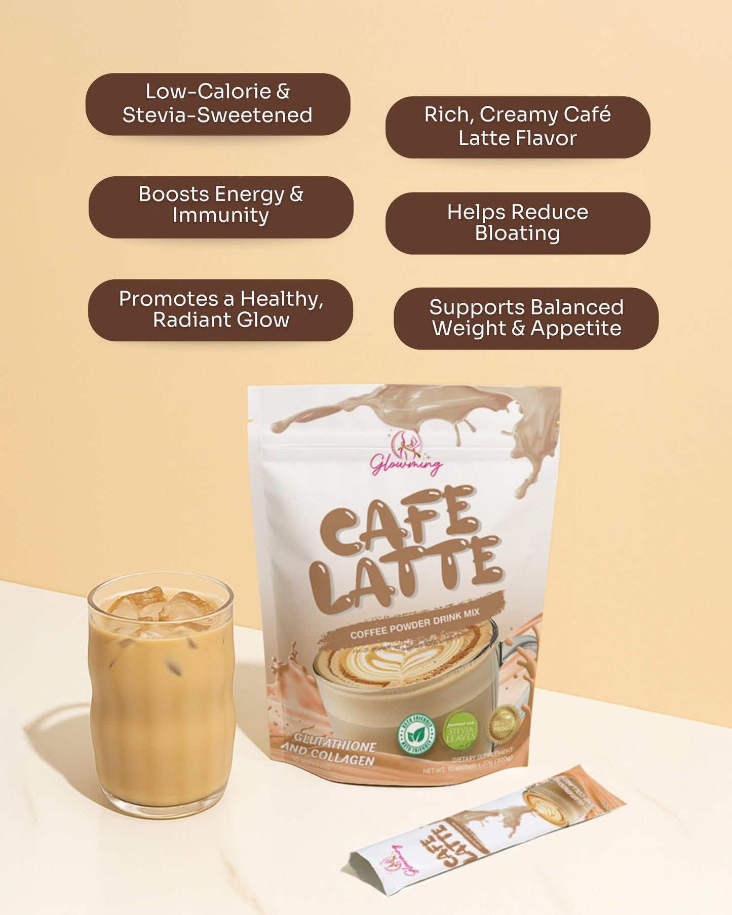 Glowming Caffe Latte Coffee Powder Drink Mix